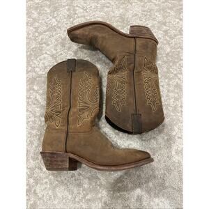 Abilene Boots Womens 11in USA Square Toe Tan Bison Leather Cowboy Boots 8M